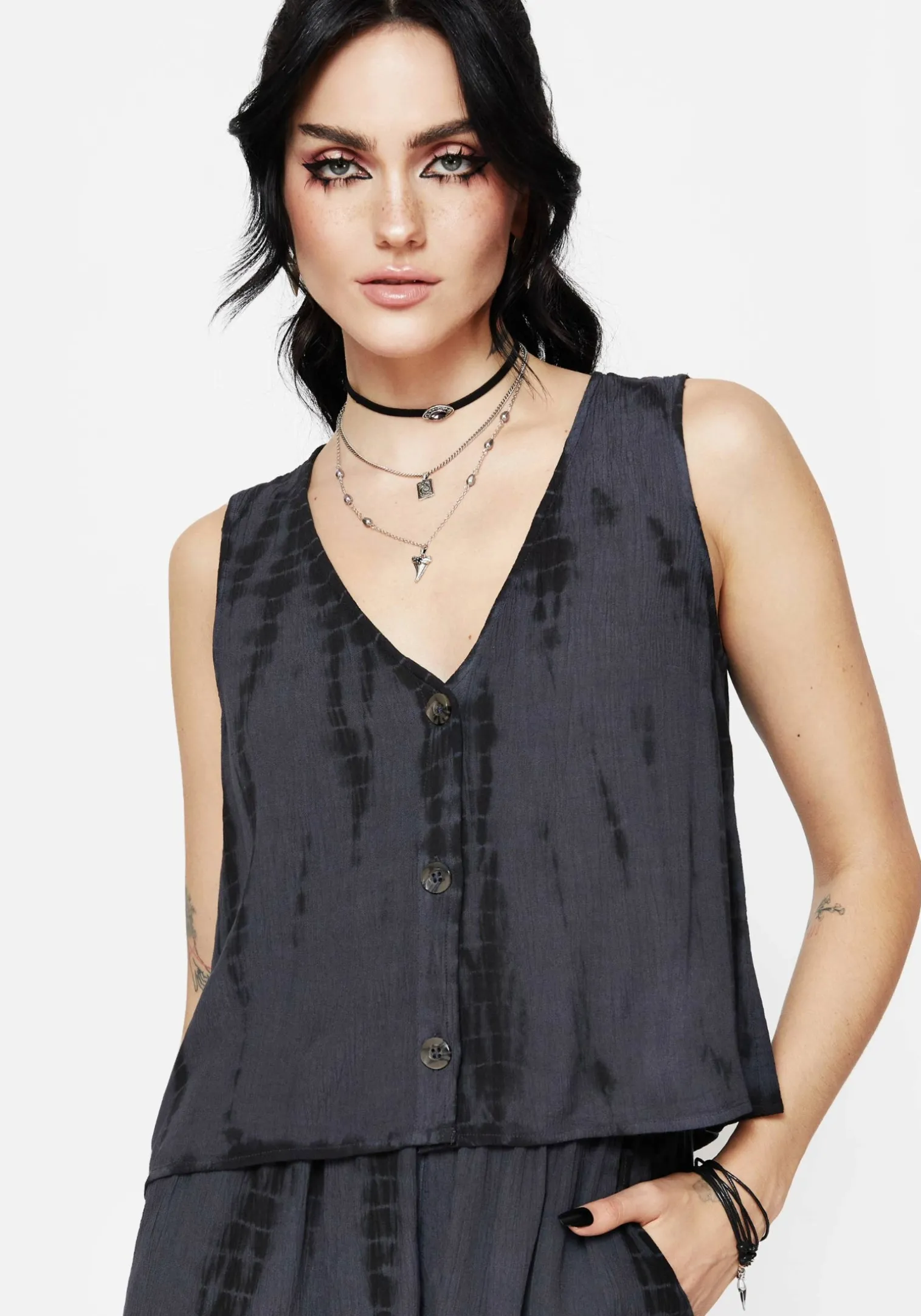 Aria Tie Dye Button Up Top