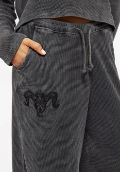 Ariel Cotton Blend Embroidered Wide Leg Sweatpants