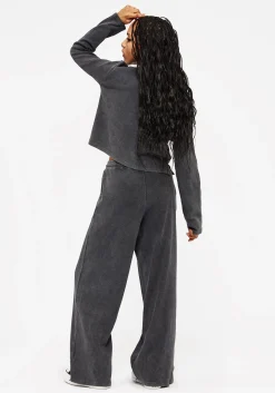 Ariel Cotton Blend Embroidered Wide Leg Sweatpants