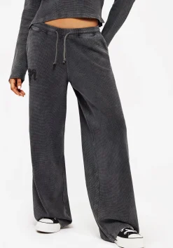 Ariel Cotton Blend Embroidered Wide Leg Sweatpants