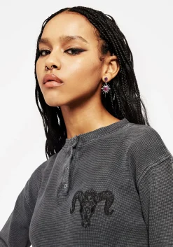 Ariel Cotton Blend Embroidered Long Sleeve Top