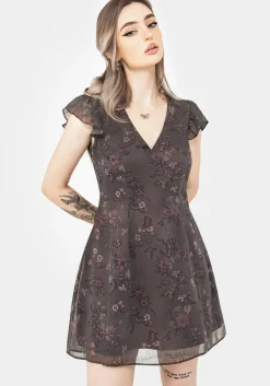 Arnora Chiffon Ruffle Detail Mini Dress
