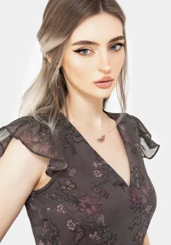 Arnora Chiffon Ruffle Detail Mini Dress