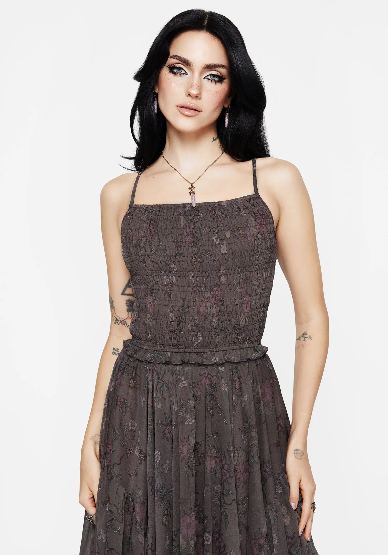 Arnora Chiffon Shirred Bodice Cami Top