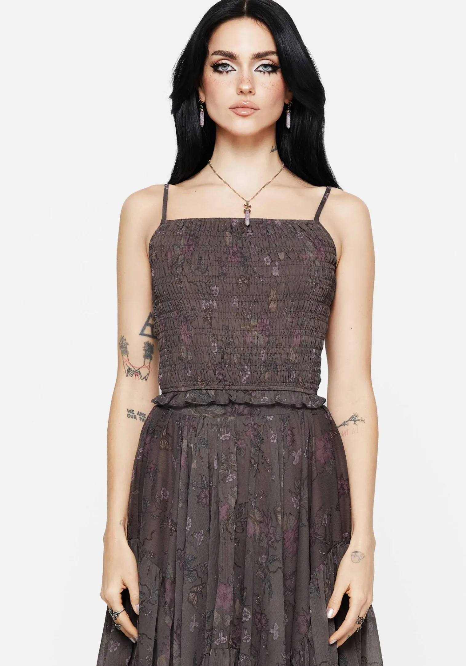 Arnora Chiffon Shirred Bodice Cami Top