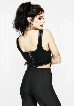 Ashen Faux Leather Zip Corset Top