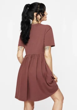 Aster Cotton Pentagram Embroidered Mini Skater Dress