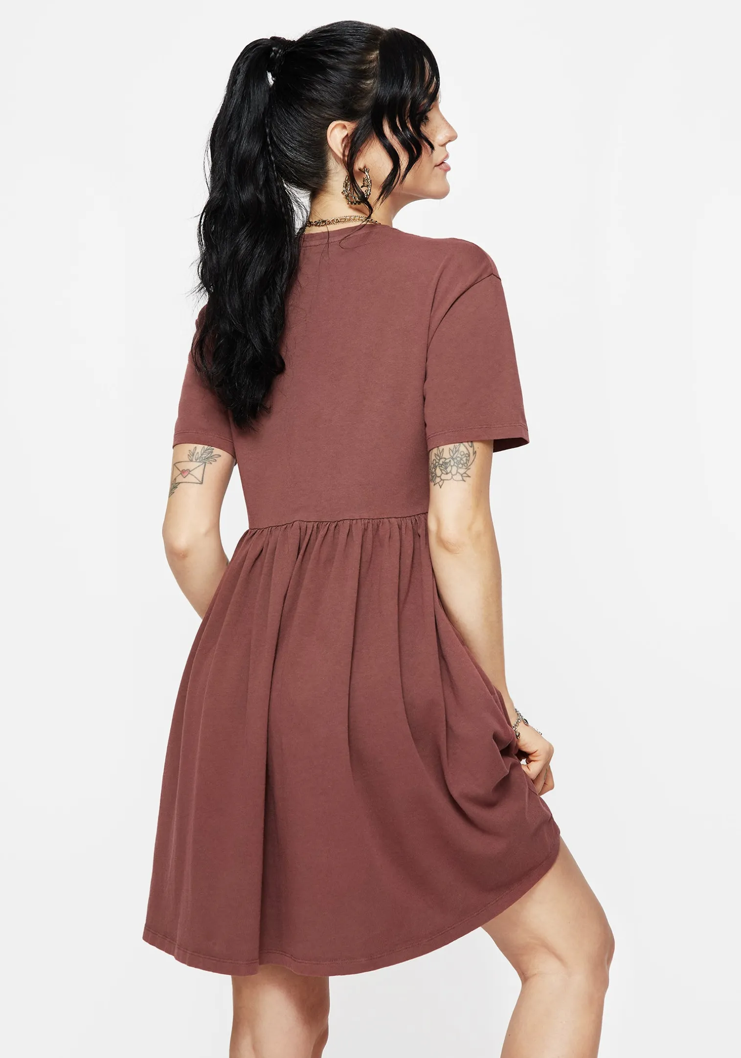 Aster Cotton Pentagram Embroidered Mini Skater Dress