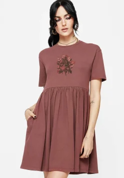 Aster Cotton Pentagram Embroidered Mini Skater Dress