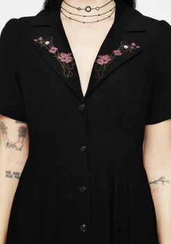 Aster Embroidered Collar Midi Shirt Dress