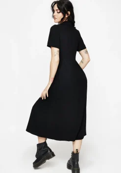 Aster Embroidered Collar Midi Shirt Dress