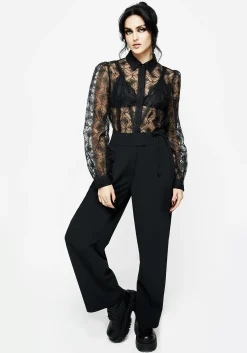 Asteria Tie Waist Embroidered Trousers