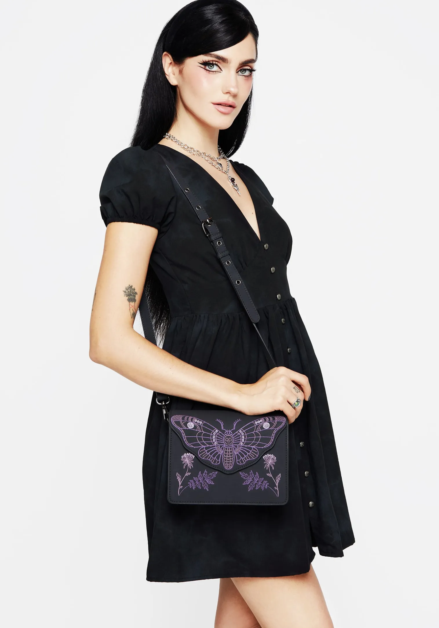 Atropos Moth Embroidered Mini Crossbody Bag