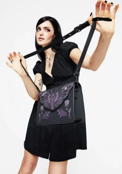 Atropos Moth Embroidered Mini Crossbody Bag