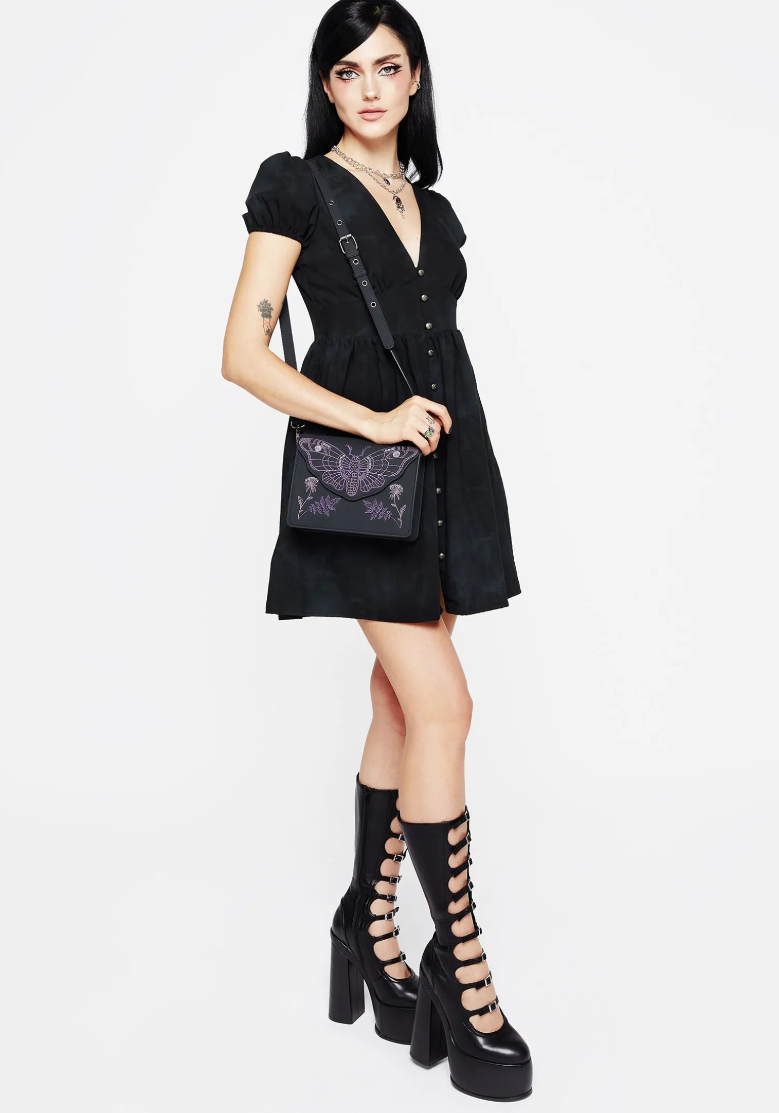Atropos Moth Embroidered Mini Crossbody Bag