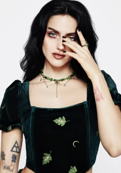 Aurora Gem Choker Necklace - Green