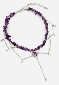 Aurora Gem Choker Necklace - Purple