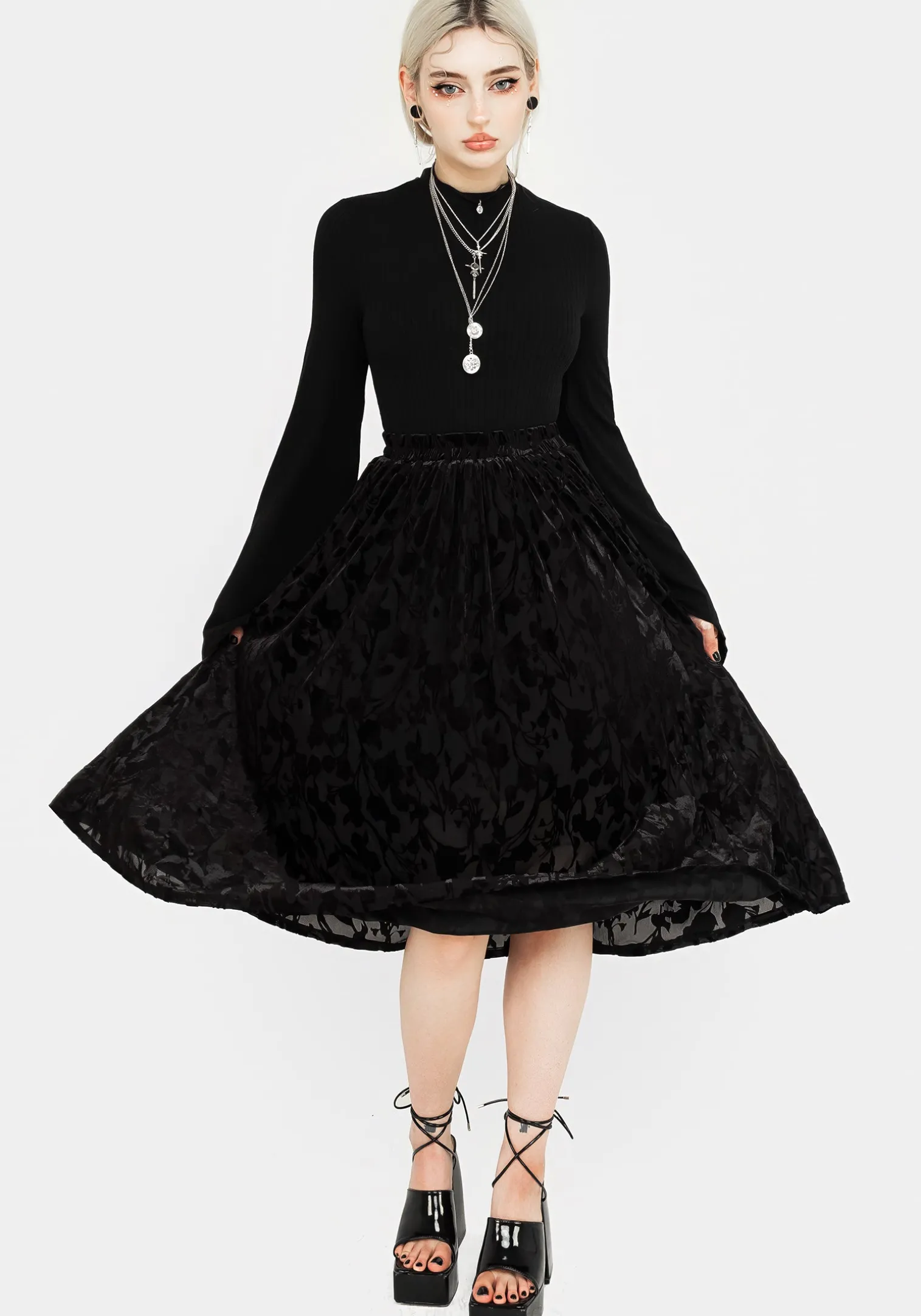 Ava Devoré Mesh Midi Skirt