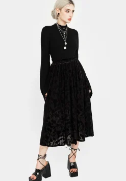 Ava Devoré Mesh Midi Skirt