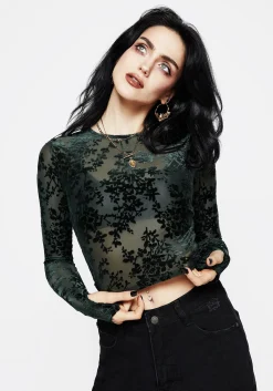 Avalon Floral Flocked Velour Boat Neck Top