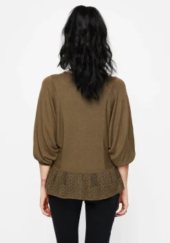 Avalon Puff Sleeve Button Up Knit Blouse