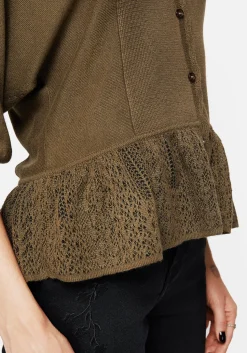 Avalon Puff Sleeve Button Up Knit Blouse