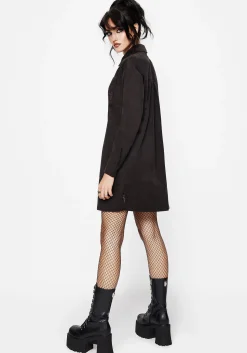 Axis Cotton Pocket Embroidered Mini Shirt Dress