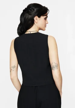 Aya Embroidered Linen Blend Button Front Waistcoat