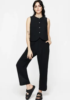 Aya Embroidered Linen Blend Button Front Waistcoat