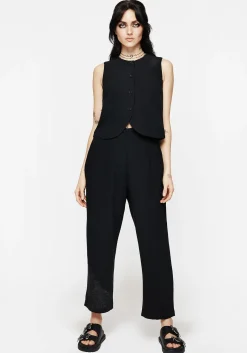 Aya Embroidered Linen Blend Button Front Waistcoat