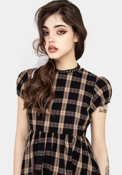 Backspace Check Mini Skater Dress