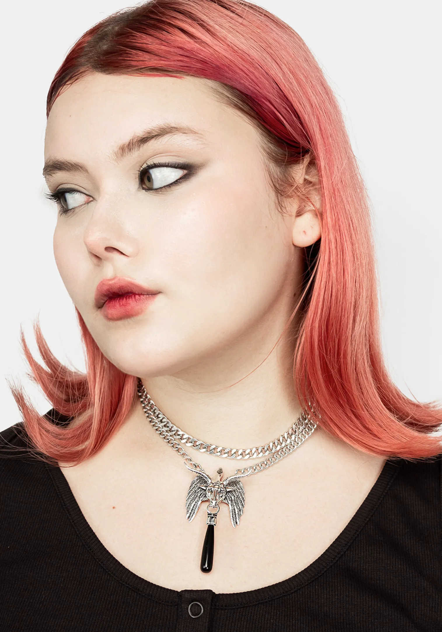 Baphomet Black Agate Chain Choker
