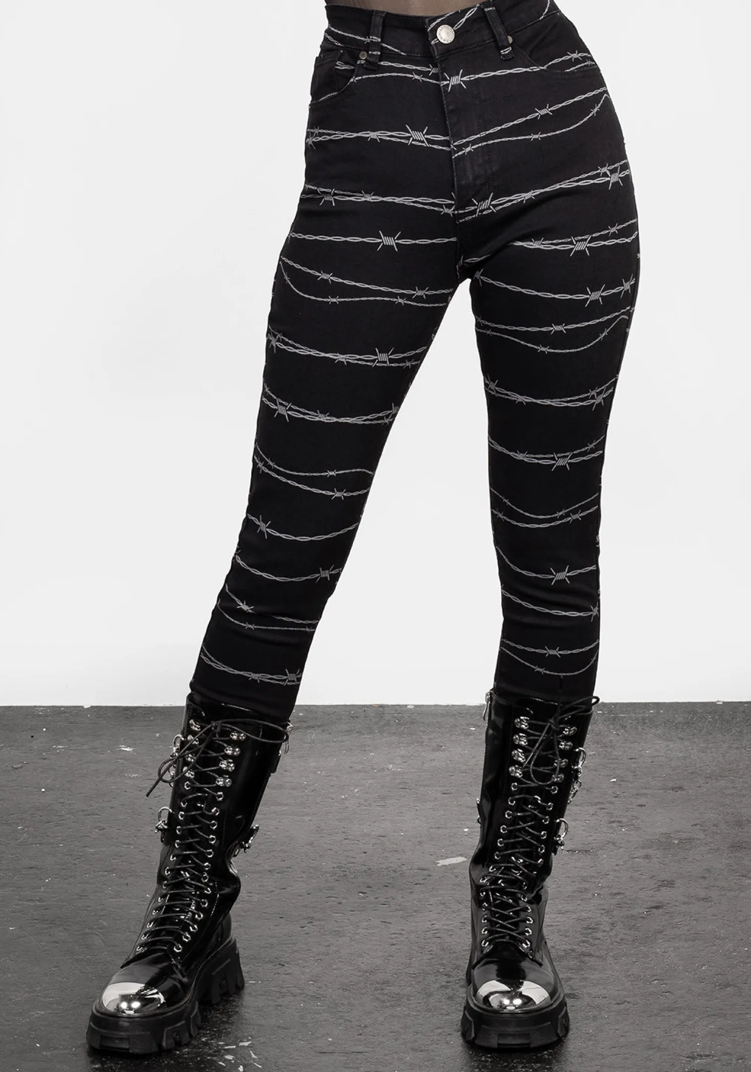 Barbed Denim Skinny Jeans