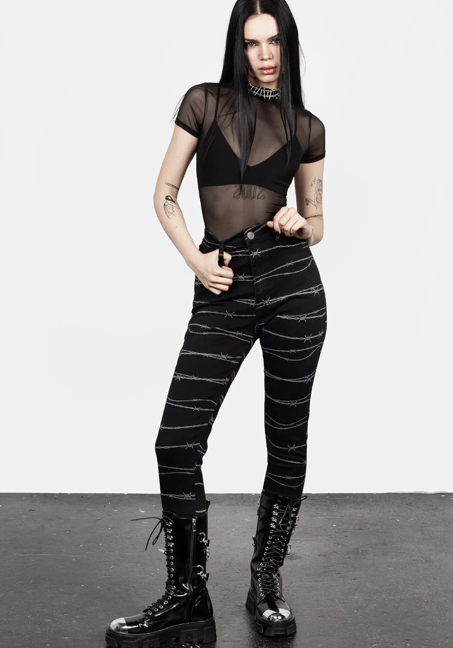 Barbed Denim Skinny Jeans