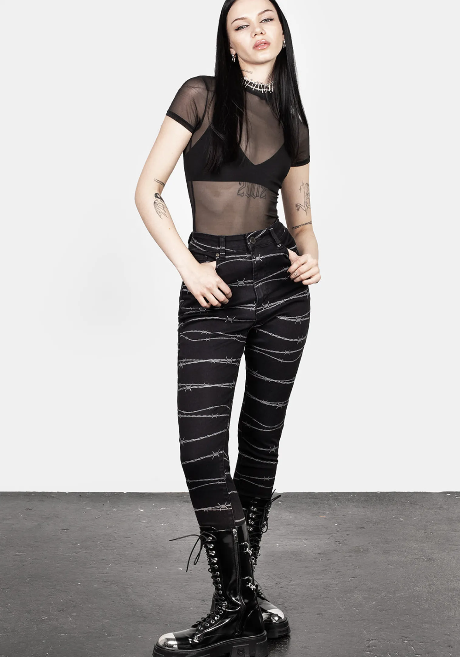 Barbed Denim Skinny Jeans