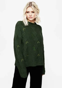 Barberry Embroidered Diamond Knit Sweater