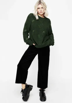 Barberry Embroidered Diamond Knit Sweater