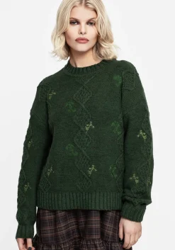 Barberry Embroidered Diamond Knit Sweater