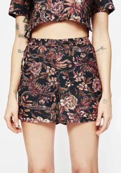 Bashe Cotton Floral Snake Print Shorts