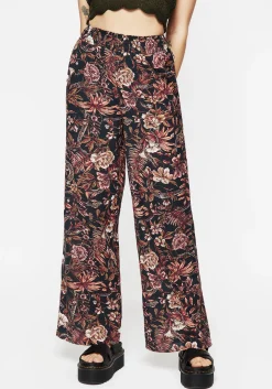 Bashe Cotton Floral Snake Print Wide Leg Trousers