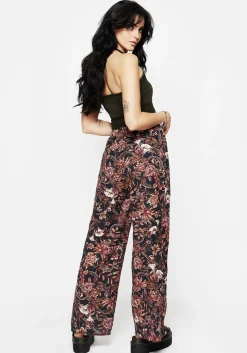 Bashe Cotton Floral Snake Print Wide Leg Trousers