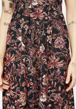 Bashe Cotton Floral Snake Print Midaxi Dress