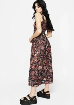Bashe Cotton Floral Snake Print Midaxi Dress