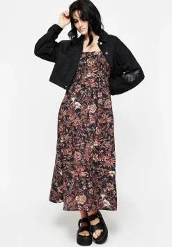 Bashe Cotton Floral Snake Print Midaxi Dress