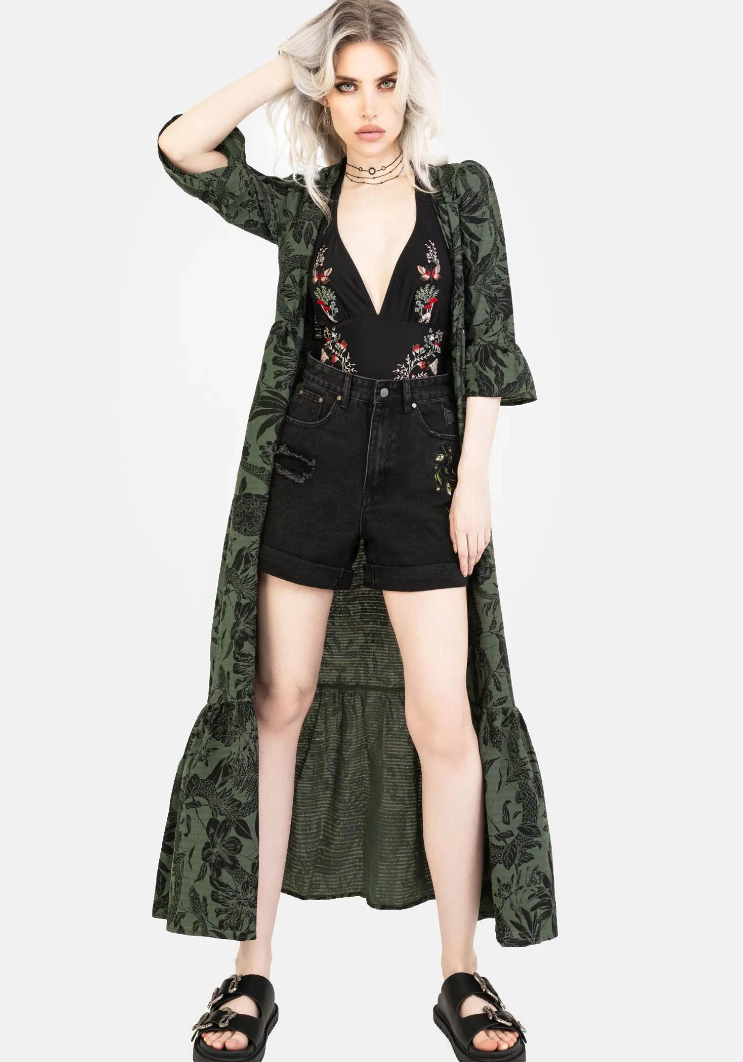 Bashe Cotton Maxi Over Dress - Green
