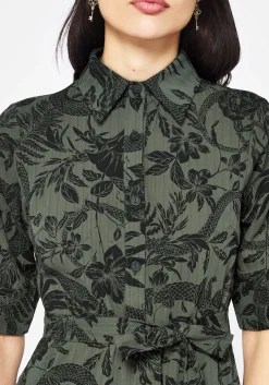 Bashe Cotton Midaxi Shirt Dress - Green