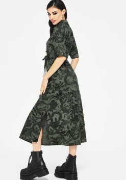 Bashe Cotton Midaxi Shirt Dress - Green