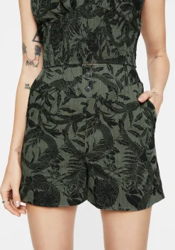 Bashe Cotton Wide Leg Shorts - Green