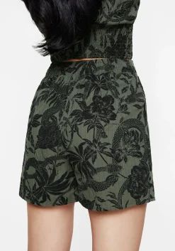 Bashe Cotton Wide Leg Shorts - Green