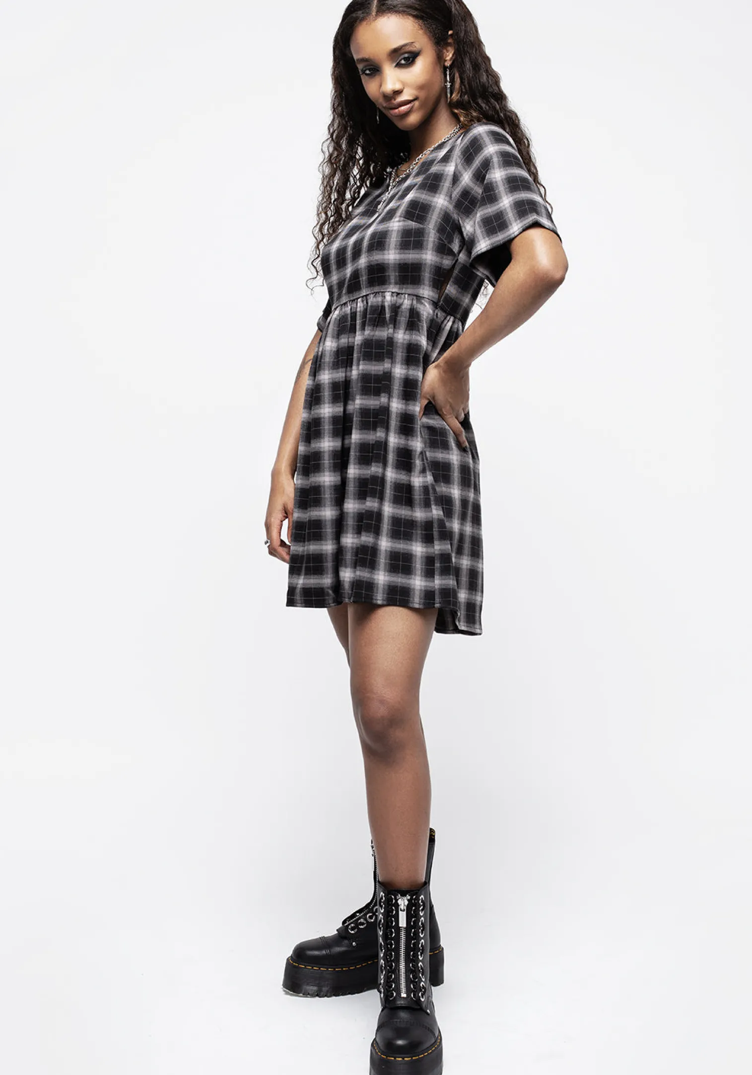 Billie Check Mini Smock Dress
